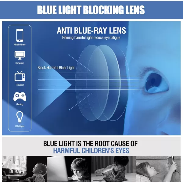 DUCO Kids Blue Light Glasses Girls Boys Computer Gaming Eyeglasses Anti UVBluelight Glasses for Kids Age 610 K028Blue Yellow
