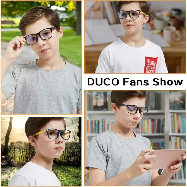 DUCO Kids Blue Light Glasses Girls Boys Computer Gaming Eyeglasses Anti UVBluelight Glasses for Kids Age 610 K028Blue Yellow