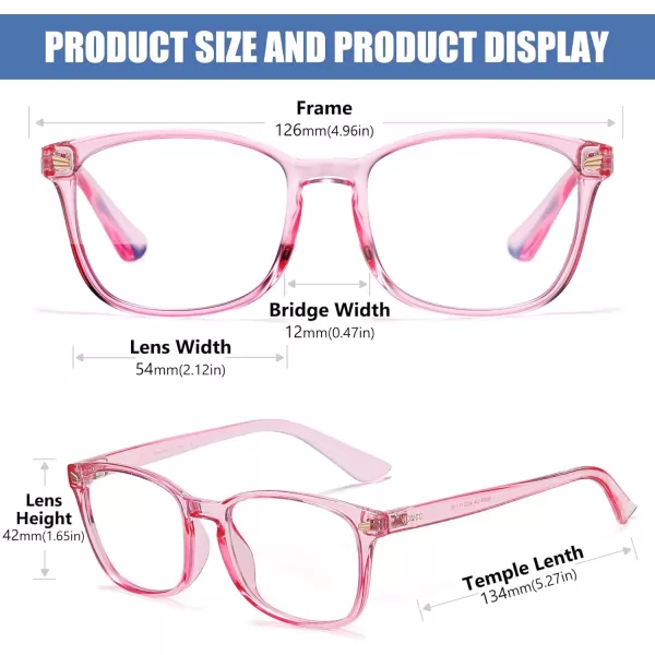 DUCO Kids Blue Light Glasses Girls Boys Computer Gaming Eyeglasses Anti UVBluelight Glasses for Kids Age 610 K028Clear Pink
