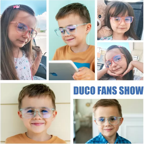 DUCO Kids Blue Light Glasses Girls Boys Computer Gaming Eyeglasses Anti UVBluelight Glasses for Kids Age 610 K028Clear Pink