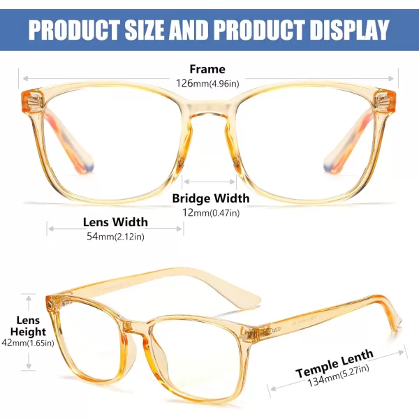 DUCO Kids Blue Light Glasses Girls Boys Computer Gaming Eyeglasses Anti UVBluelight Glasses for Kids Age 610 K028Clear Yellow
