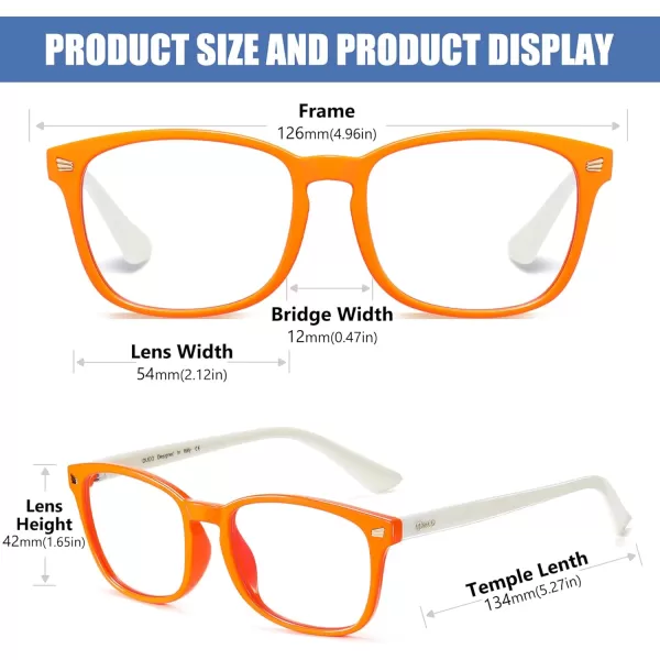 DUCO Kids Blue Light Glasses Girls Boys Computer Gaming Eyeglasses Anti UVBluelight Glasses for Kids Age 610 K028Orange White