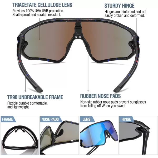 DUCO Kids Sunglasses Youth Baseball Sun Glasses Lightweight TR90 Frame UV400 Sports Cycling Shades for Boys Girls DK26805black Painting Frame Revo Blue Lens