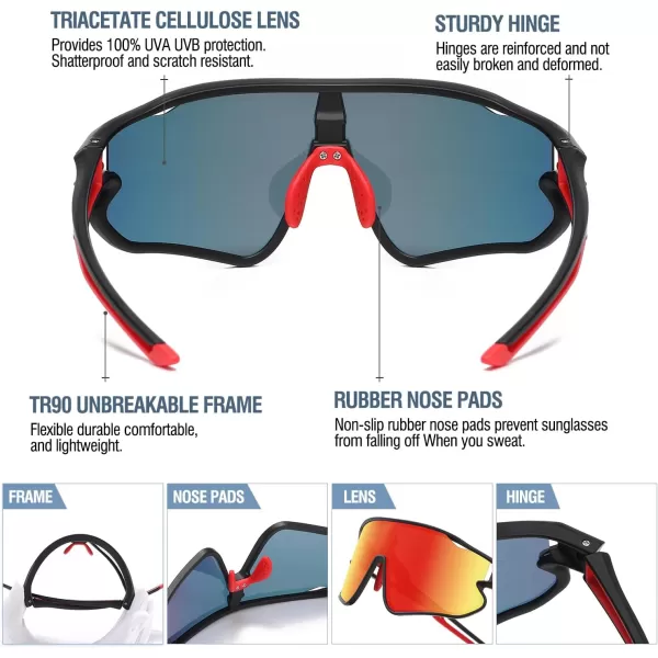 DUCO Kids Sunglasses Youth Baseball Sun Glasses Lightweight TR90 Frame UV400 Sports Cycling Shades for Boys Girls DK26806black Frame Red Temple Revo Orange Lens