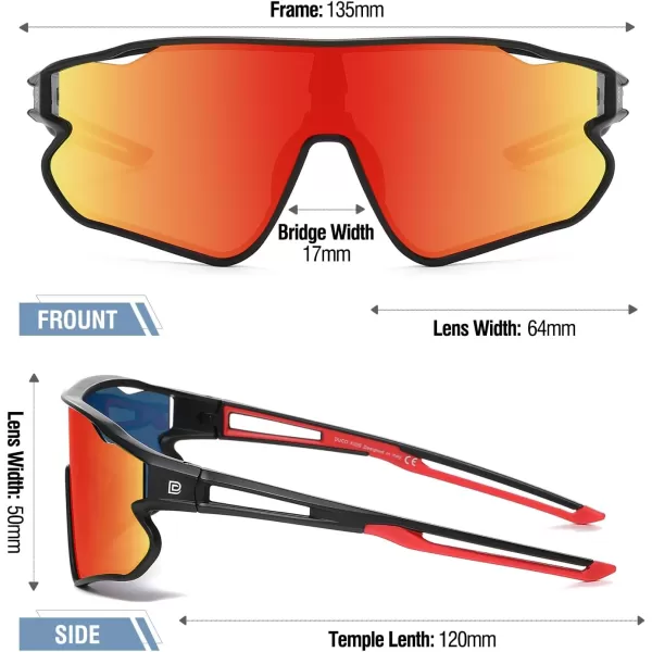 DUCO Kids Sunglasses Youth Baseball Sun Glasses Lightweight TR90 Frame UV400 Sports Cycling Shades for Boys Girls DK26806black Frame Red Temple Revo Orange Lens