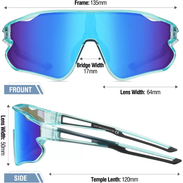 DUCO Kids Sunglasses Youth Baseball Sun Glasses Lightweight TR90 Frame UV400 Sports Cycling Shades for Boys Girls DK268Clear Blue Frame Black Temple Revo Blue Lens