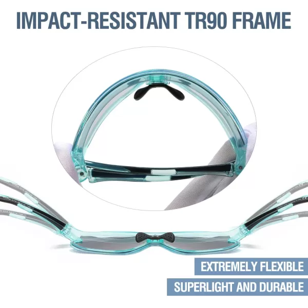 DUCO Kids Sunglasses Youth Baseball Sun Glasses Lightweight TR90 Frame UV400 Sports Cycling Shades for Boys Girls DK268Clear Blue Frame Black Temple Revo Blue Lens