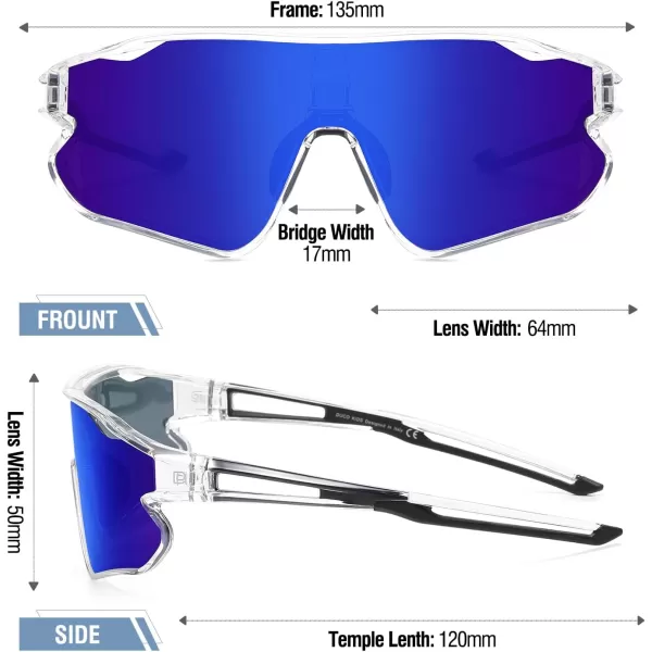 DUCO Kids Sunglasses Youth Baseball Sun Glasses Lightweight TR90 Frame UV400 Sports Cycling Shades for Boys Girls DK268Clear Frame Black Temple Revo Blue Lens