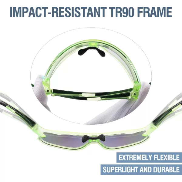 DUCO Kids Sunglasses Youth Baseball Sun Glasses Lightweight TR90 Frame UV400 Sports Cycling Shades for Boys Girls DK268Clear Green Frame Revo Orange Lens