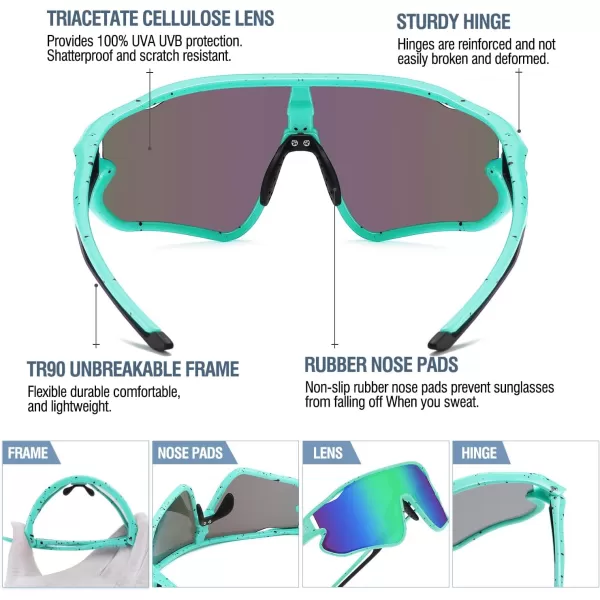 DUCO Kids Sunglasses Youth Baseball Sun Glasses Lightweight TR90 Frame UV400 Sports Cycling Shades for Boys Girls DK268Cyan Painting Frame Revo Blue Lens