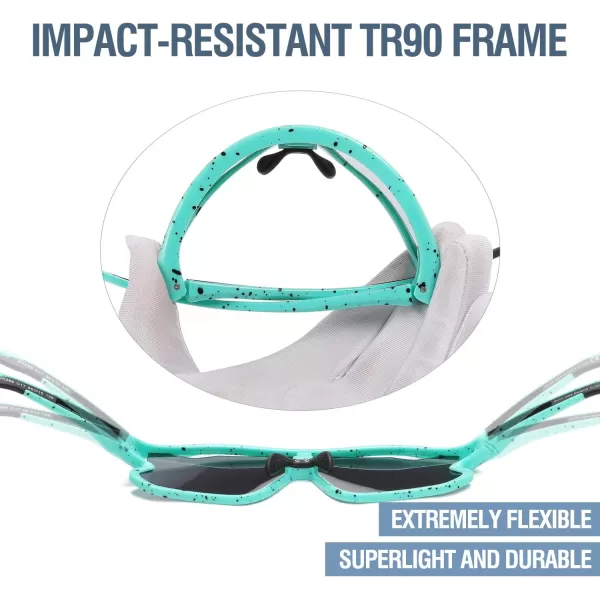 DUCO Kids Sunglasses Youth Baseball Sun Glasses Lightweight TR90 Frame UV400 Sports Cycling Shades for Boys Girls DK268Cyan Painting Frame Revo Blue Lens