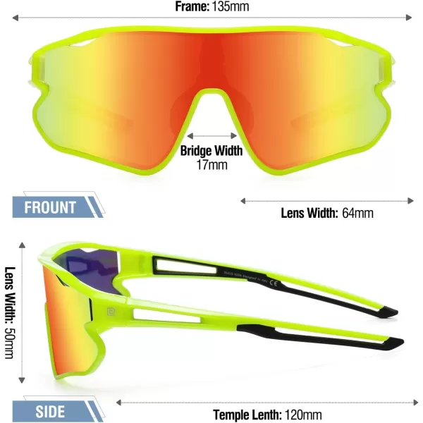 DUCO Kids Sunglasses Youth Baseball Sun Glasses Lightweight TR90 Frame UV400 Sports Cycling Shades for Boys Girls DK268Fluore Green Frame Black Temple Revo Orange Lens