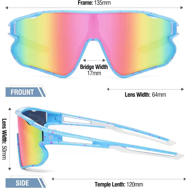 DUCO Kids Sunglasses Youth Baseball Sun Glasses Lightweight TR90 Frame UV400 Sports Cycling Shades for Boys Girls DK268Light Blue Purple Dot Frame Purple Lens