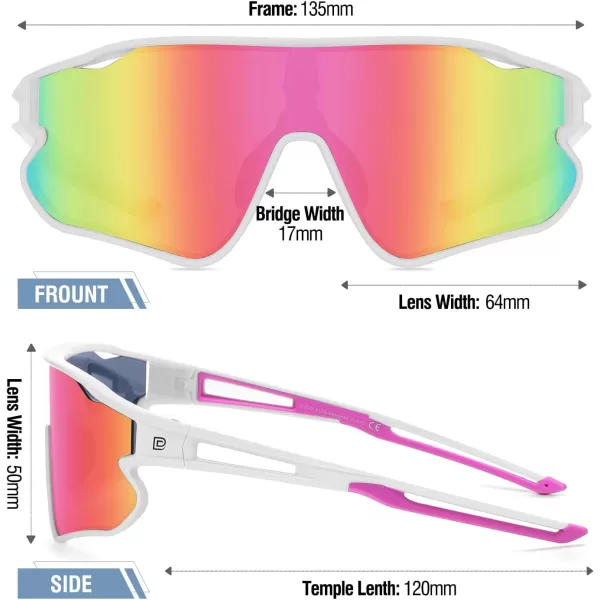 DUCO Kids Sunglasses Youth Baseball Sun Glasses Lightweight TR90 Frame UV400 Sports Cycling Shades for Boys Girls DK268White Frame Pink Temple Revo Orange Lens