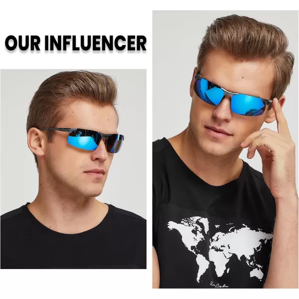 DUCO Mens Sports Polarized Driving Carbon Fiber Sunglasses for Men UV400 Protection DC8277Black Frame Blue Lens
