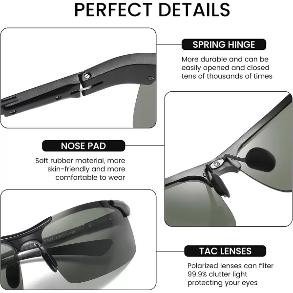 DUCO Mens Sports Polarized Driving Carbon Fiber Sunglasses for Men UV400 Protection DC8277Black Frame Dark Green Lens