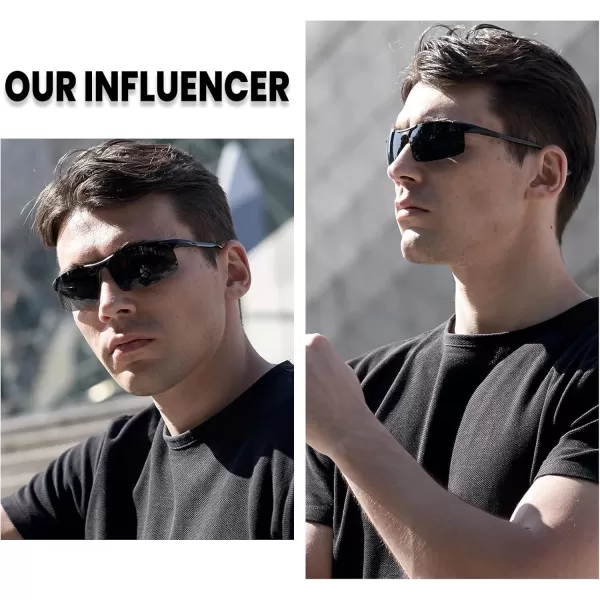 DUCO Mens Sports Polarized Driving Carbon Fiber Sunglasses for Men UV400 Protection DC8277Black Frame Grey Lens