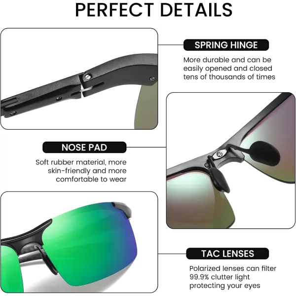 DUCO Mens Sports Polarized Driving Carbon Fiber Sunglasses for Men UV400 Protection DC8277Black Frame Revo Green Lens