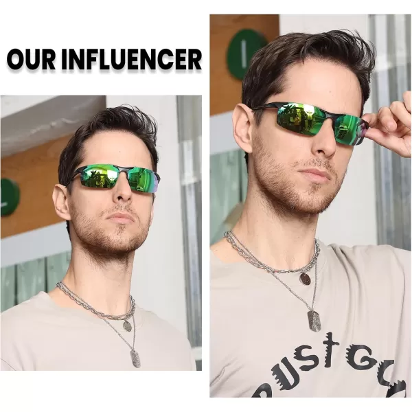 DUCO Mens Sports Polarized Driving Carbon Fiber Sunglasses for Men UV400 Protection DC8277Black Frame Revo Green Lens