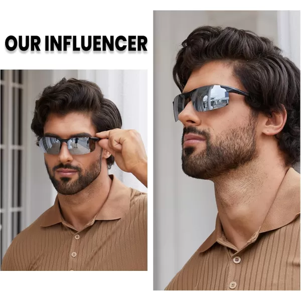 DUCO Mens Sports Polarized Driving Carbon Fiber Sunglasses for Men UV400 Protection DC8277Black Frame Silver Lens