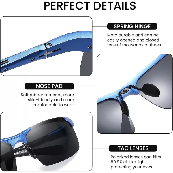 DUCO Mens Sports Polarized Driving Carbon Fiber Sunglasses for Men UV400 Protection DC8277Blue Frame Grey Lens