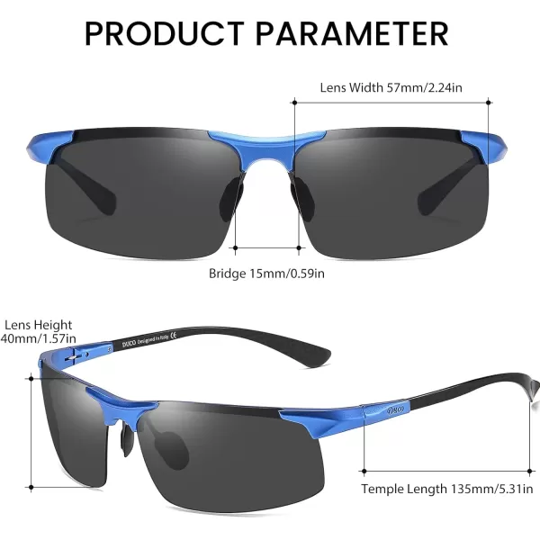 DUCO Mens Sports Polarized Driving Carbon Fiber Sunglasses for Men UV400 Protection DC8277Blue Frame Grey Lens