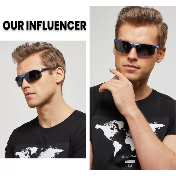 DUCO Mens Sports Polarized Driving Carbon Fiber Sunglasses for Men UV400 Protection DC8277Blue Frame Grey Lens