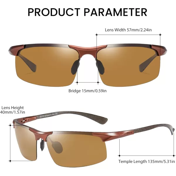 DUCO Mens Sports Polarized Driving Carbon Fiber Sunglasses for Men UV400 Protection DC8277Brown Frame Brown Lens