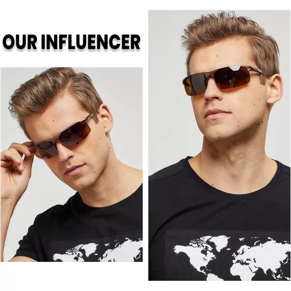 DUCO Mens Sports Polarized Driving Carbon Fiber Sunglasses for Men UV400 Protection DC8277Brown Frame Brown Lens