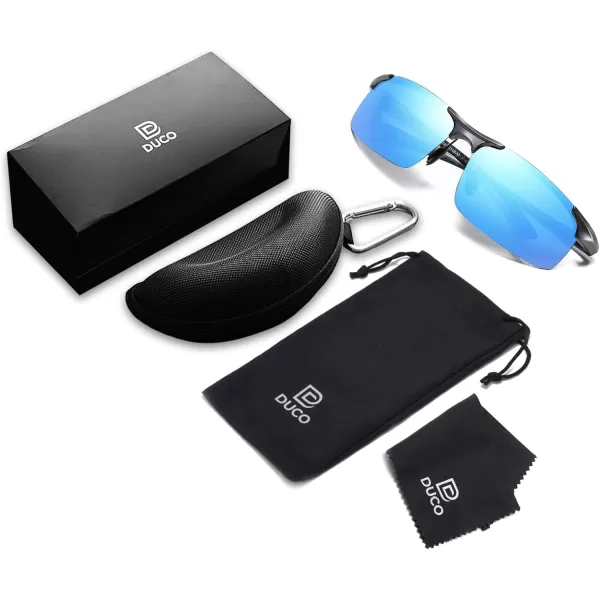 DUCO Mens Sports Polarized Driving Carbon Fiber Sunglasses for Men UV400 Protection DC8277Gunmetal Frame Blue Lens