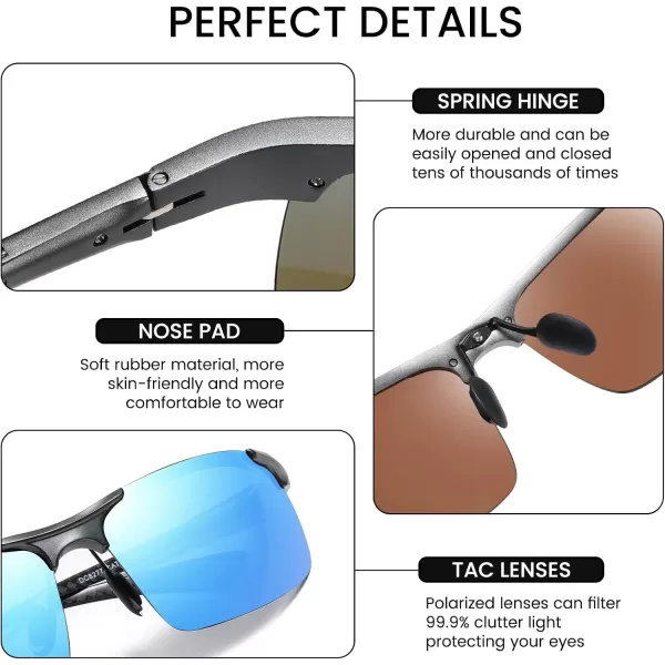 DUCO Mens Sports Polarized Driving Carbon Fiber Sunglasses for Men UV400 Protection DC8277Gunmetal Frame Blue Lens