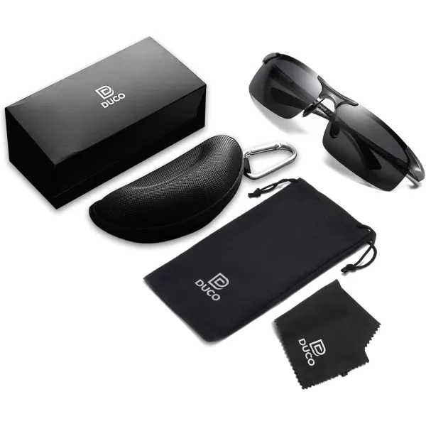 DUCO Mens Sports Polarized Driving Carbon Fiber Sunglasses for Men UV400 Protection DC8277Gunmetal Frame Grey Lens