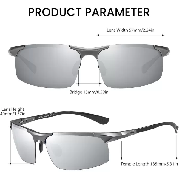 DUCO Mens Sports Polarized Driving Carbon Fiber Sunglasses for Men UV400 Protection DC8277Gunmetal Frame Silver Lens