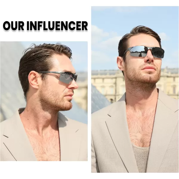 DUCO Mens Sports Polarized Driving Carbon Fiber Sunglasses for Men UV400 Protection DC8277Gunmetal Frame Silver Lens