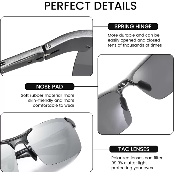 DUCO Mens Sports Polarized Driving Carbon Fiber Sunglasses for Men UV400 Protection DC8277Gunmetal Frame Silver Lens