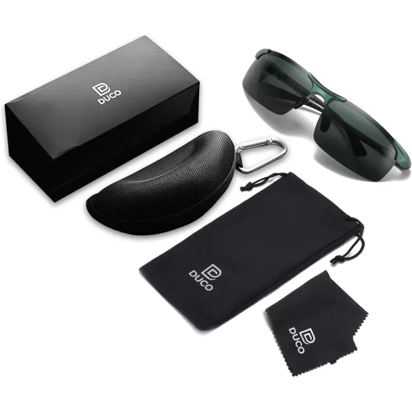 DUCO Mens Sports Polarized Driving Carbon Fiber Sunglasses for Men UV400 Protection DC8277Matte Green Frame Green Temple Dark Green Lens