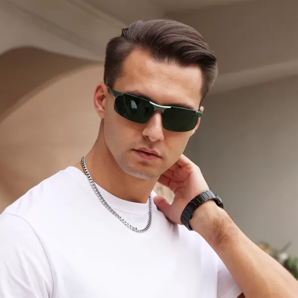 DUCO Mens Sports Polarized Driving Carbon Fiber Sunglasses for Men UV400 Protection DC8277Matte Green Frame Green Temple Dark Green Lens