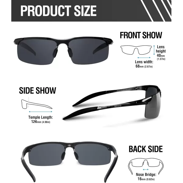 DUCO Mens Sports Polarized Sunglasses UV Protection Sunglasses for Men 8177sA Black Frame Gray Lens