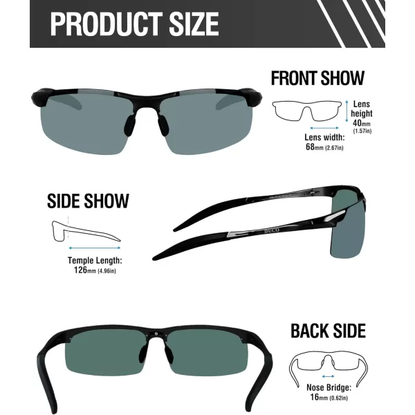 DUCO Mens Sports Polarized Sunglasses UV Protection Sunglasses for Men 8177sBlack Frame Green Lens