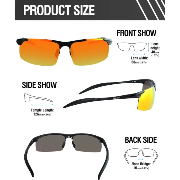 DUCO Mens Sports Polarized Sunglasses UV Protection Sunglasses for Men 8177sBlack Frame Orange Lens