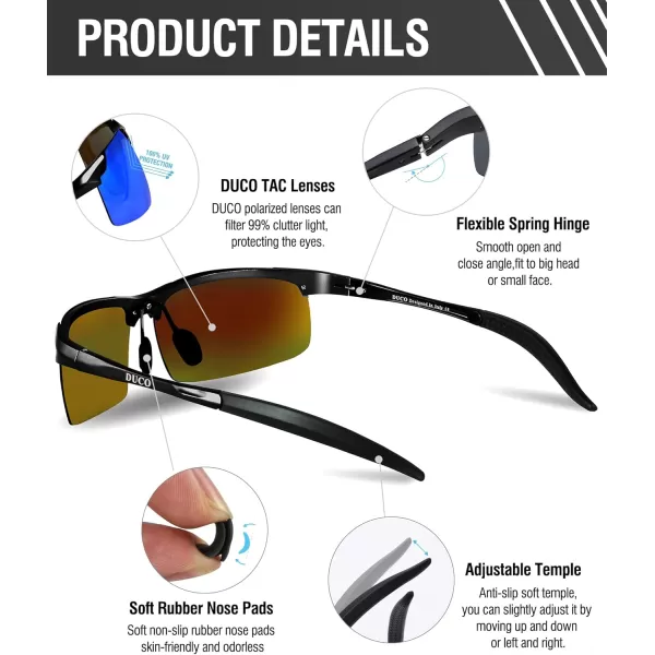 DUCO Mens Sports Polarized Sunglasses UV Protection Sunglasses for Men 8177sBlack Frame Revo Blue Lens