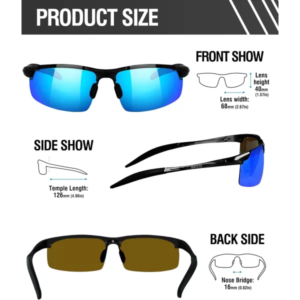 DUCO Mens Sports Polarized Sunglasses UV Protection Sunglasses for Men 8177sBlack Frame Revo Blue Lens