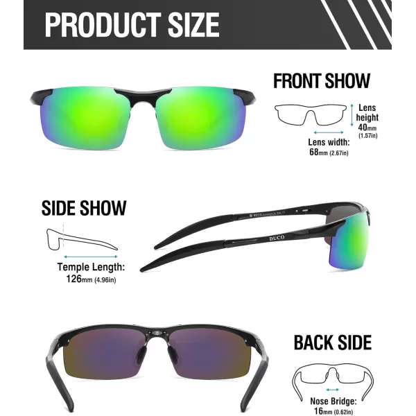 DUCO Mens Sports Polarized Sunglasses UV Protection Sunglasses for Men 8177sBlack Frame Revo Green Lens