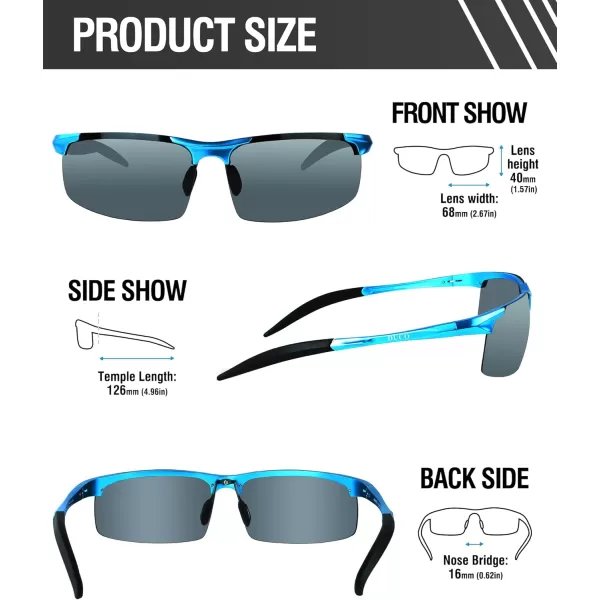 DUCO Mens Sports Polarized Sunglasses UV Protection Sunglasses for Men 8177sBlue Frame Gray Lens