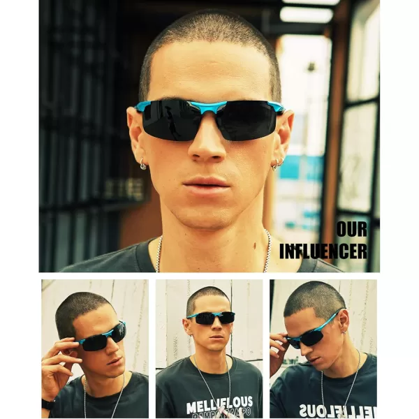 DUCO Mens Sports Polarized Sunglasses UV Protection Sunglasses for Men 8177sBlue Frame Gray Lens