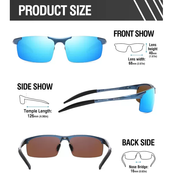 DUCO Mens Sports Polarized Sunglasses UV Protection Sunglasses for Men 8177sBlue Frame Revo Blue Lens