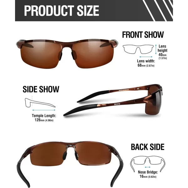 DUCO Mens Sports Polarized Sunglasses UV Protection Sunglasses for Men 8177sBrown Frame Brown Lens
