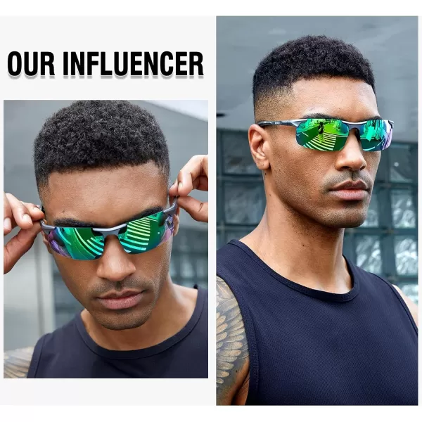 DUCO Mens Sports Polarized Sunglasses UV Protection Sunglasses for Men 8177sGunmetal Frame Revo Green Lens