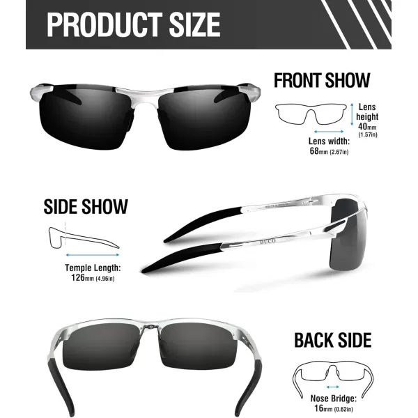 DUCO Mens Sports Polarized Sunglasses UV Protection Sunglasses for Men 8177sSilver Frame Gray Lens