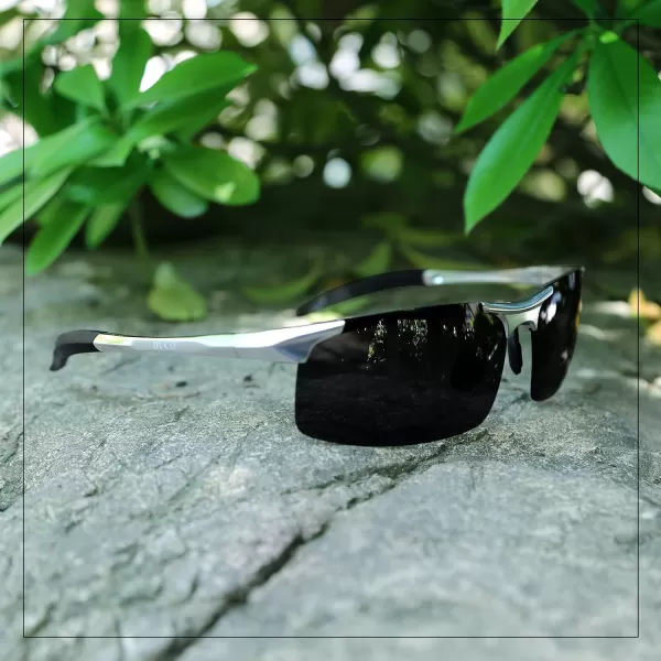 DUCO Mens Sports Polarized Sunglasses UV Protection Sunglasses for Men 8177sSilver Frame Gray Lens